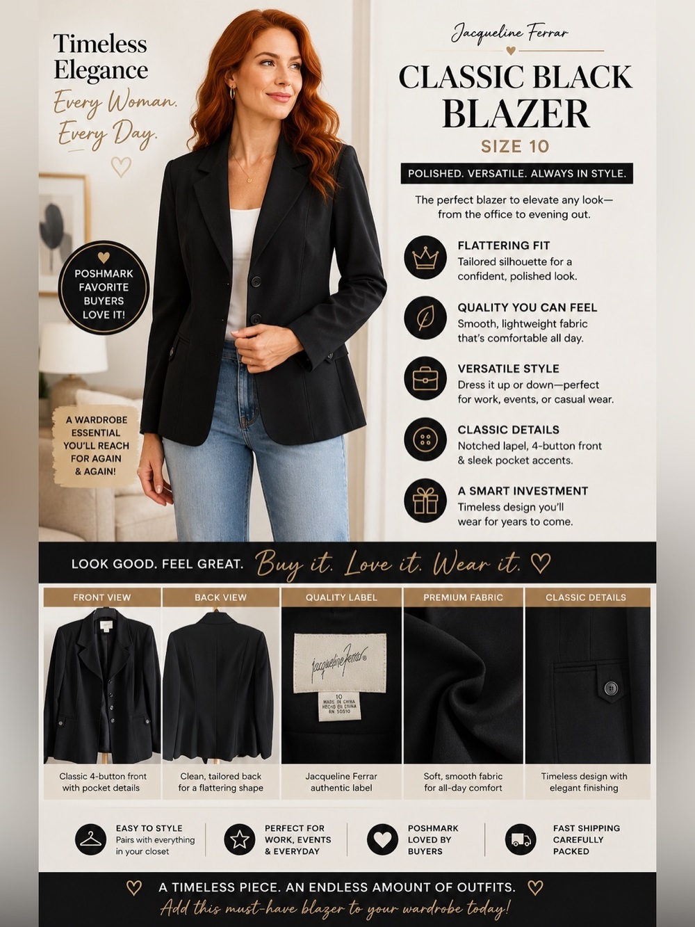 Classic Black Women's Blazer size 10